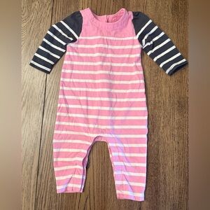 GAP Kids Pink Navy Striped One Piece Infant Sz 3-6 Mo Jumper w/ snap closure DC